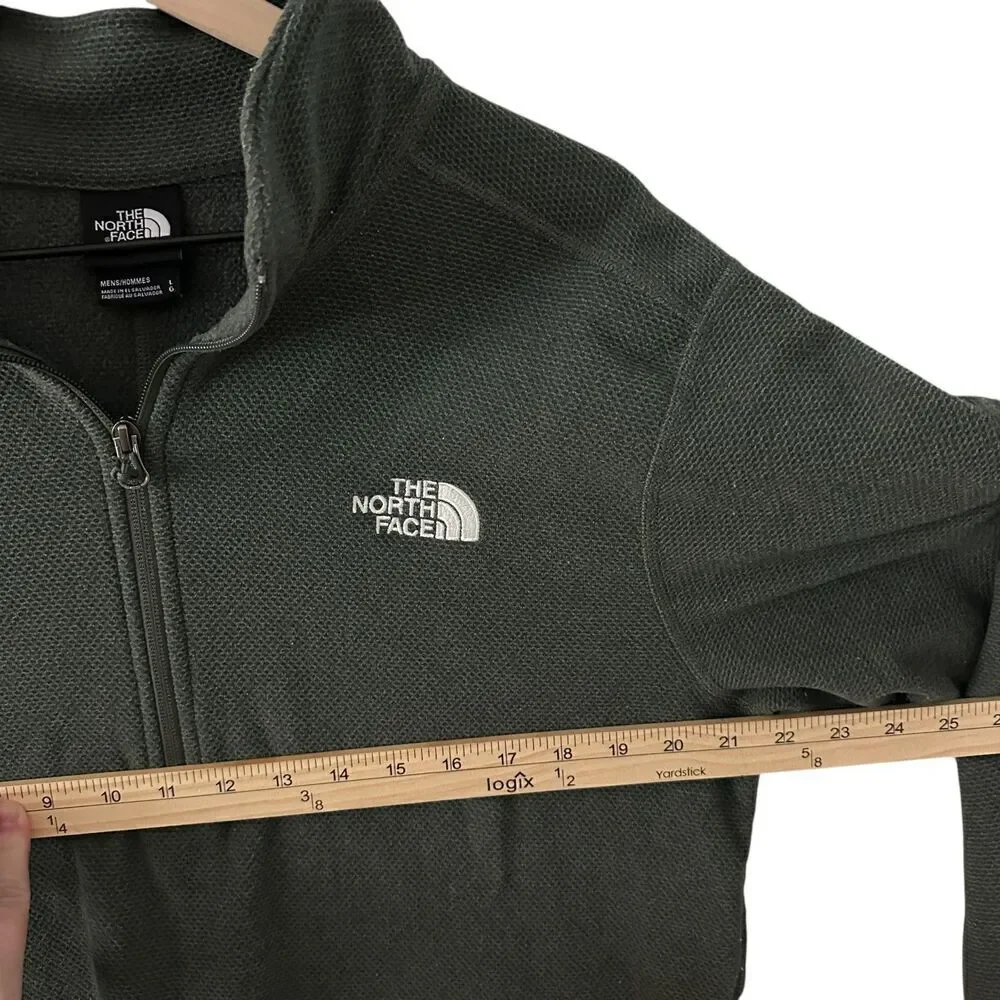 The North Face Green Textured Waffle Quarter-Zip‎ Pullover Fleece – Size L